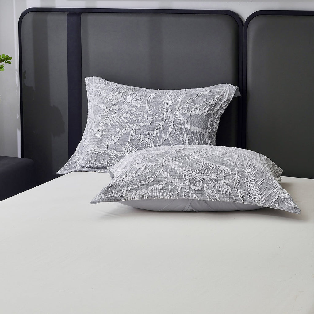 Closeout - 7 Piece Gray Chenille Jacquard Comforter Set