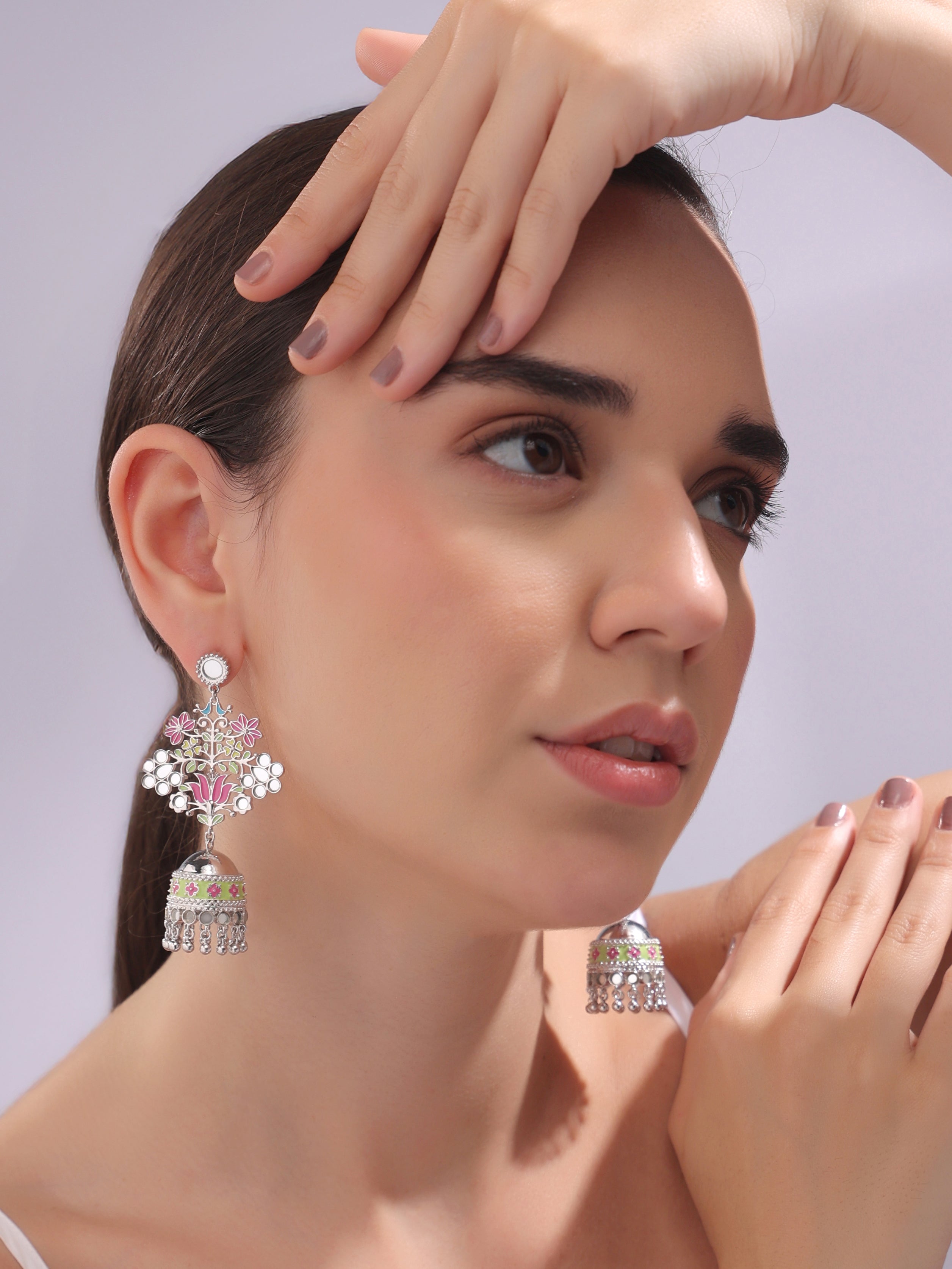 Floral Flock Dangler Jhumka Earrings