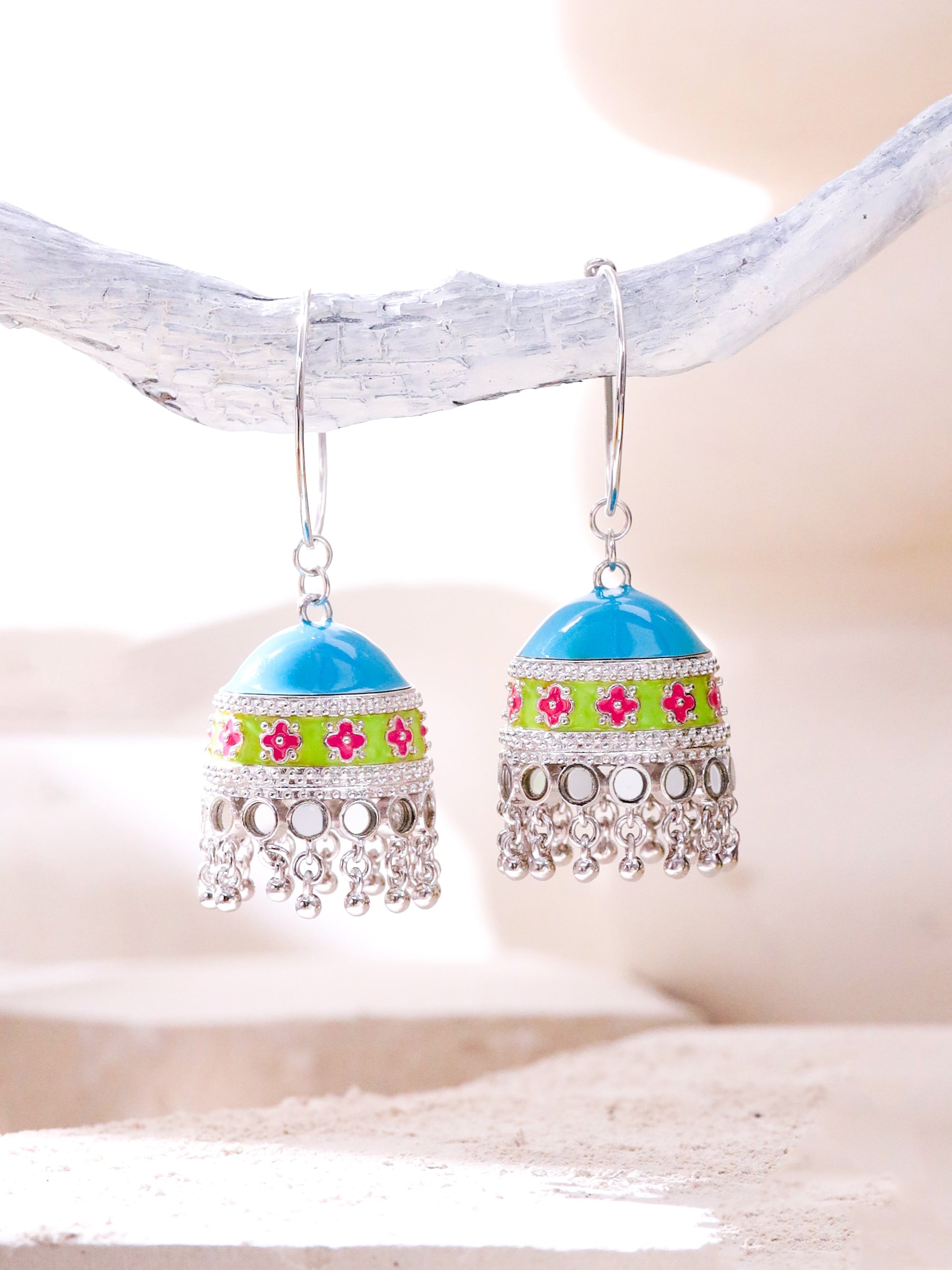 Nubian Blue Oasis Hoop Jhumka Earrings