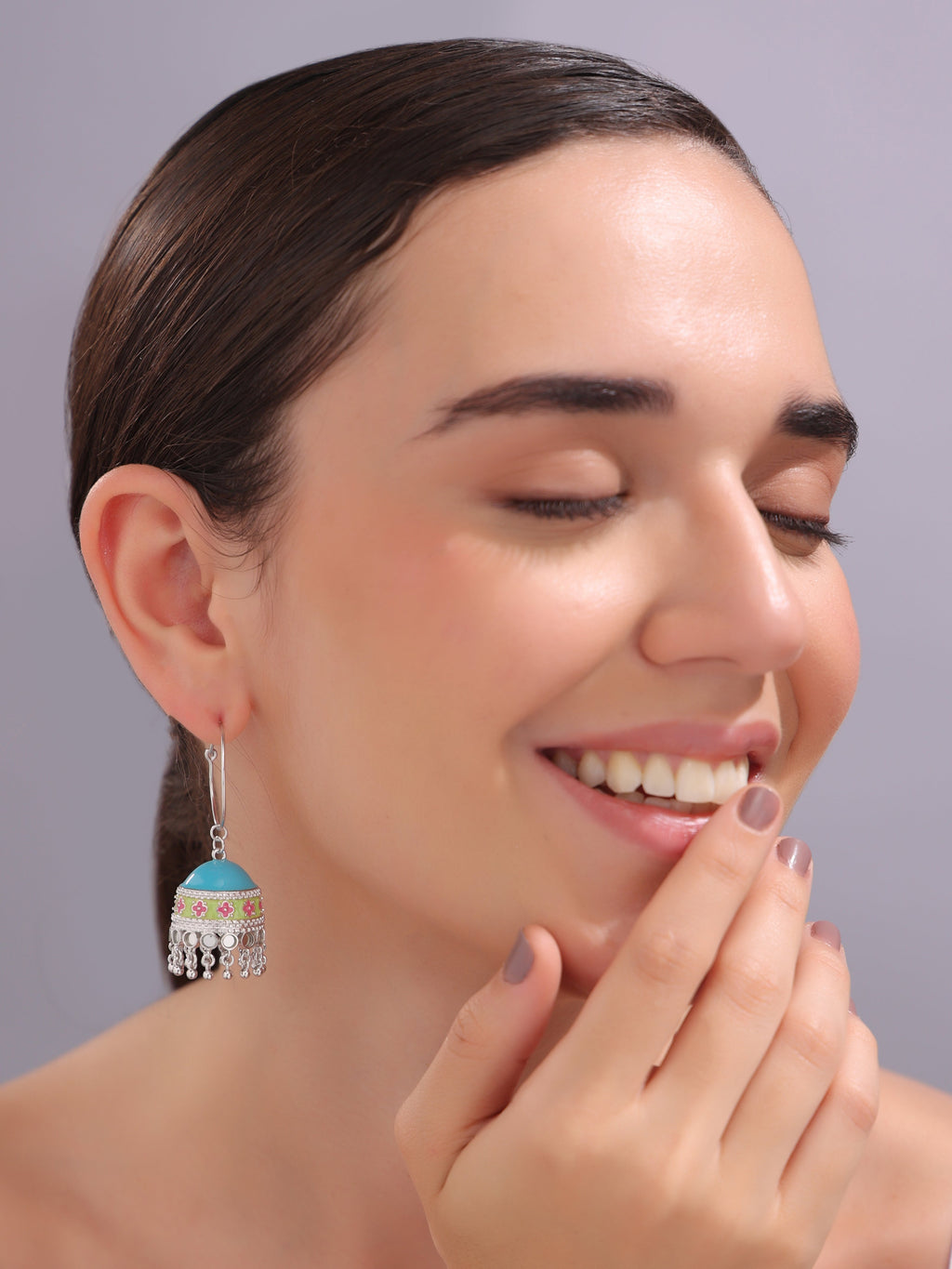 Nubian Blue Oasis Hoop Jhumka Earrings