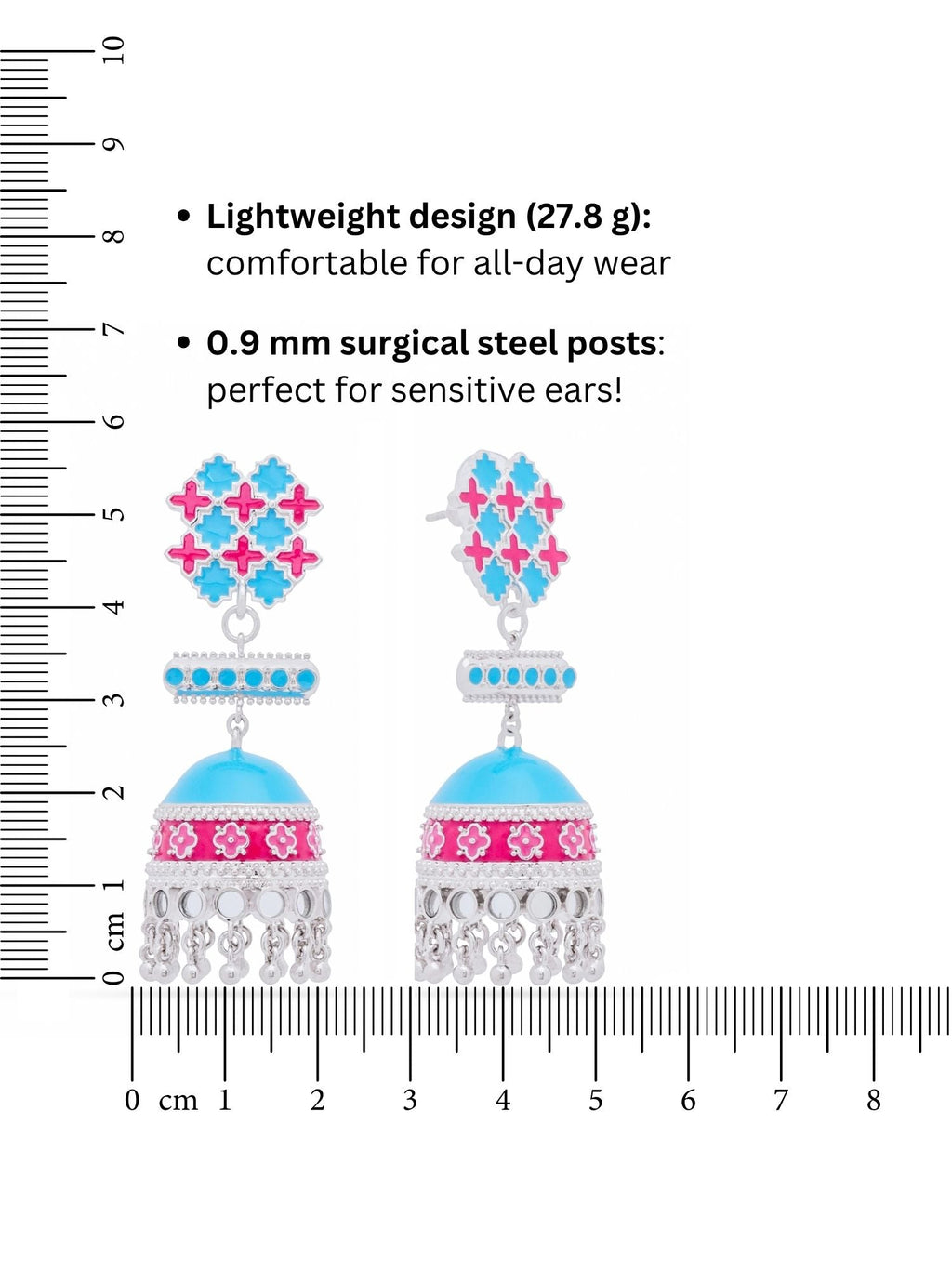 Turquoise Trellis Stud Jhumka Earrings