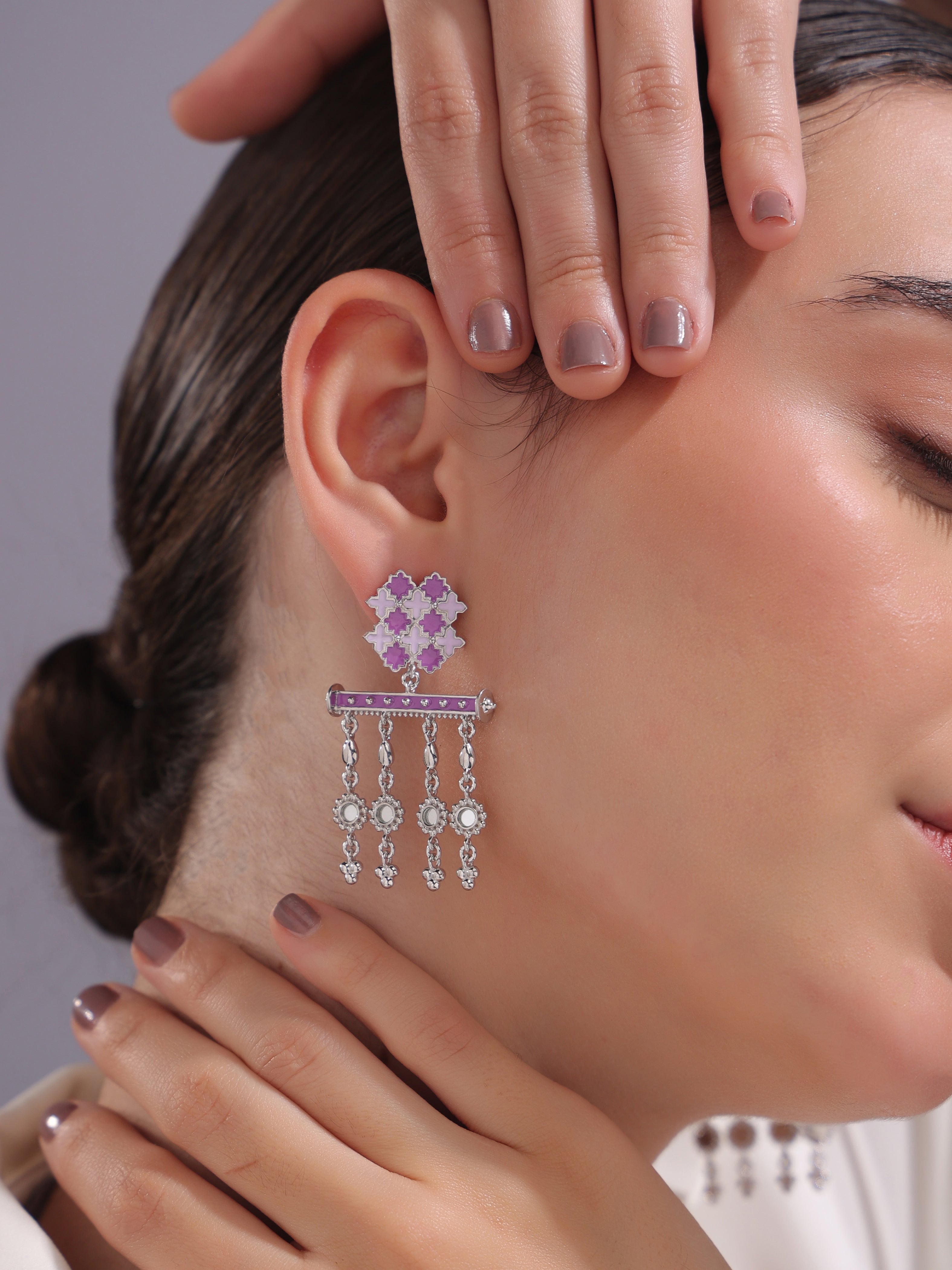 Majestic Mauve Trellis Dangler Earrings