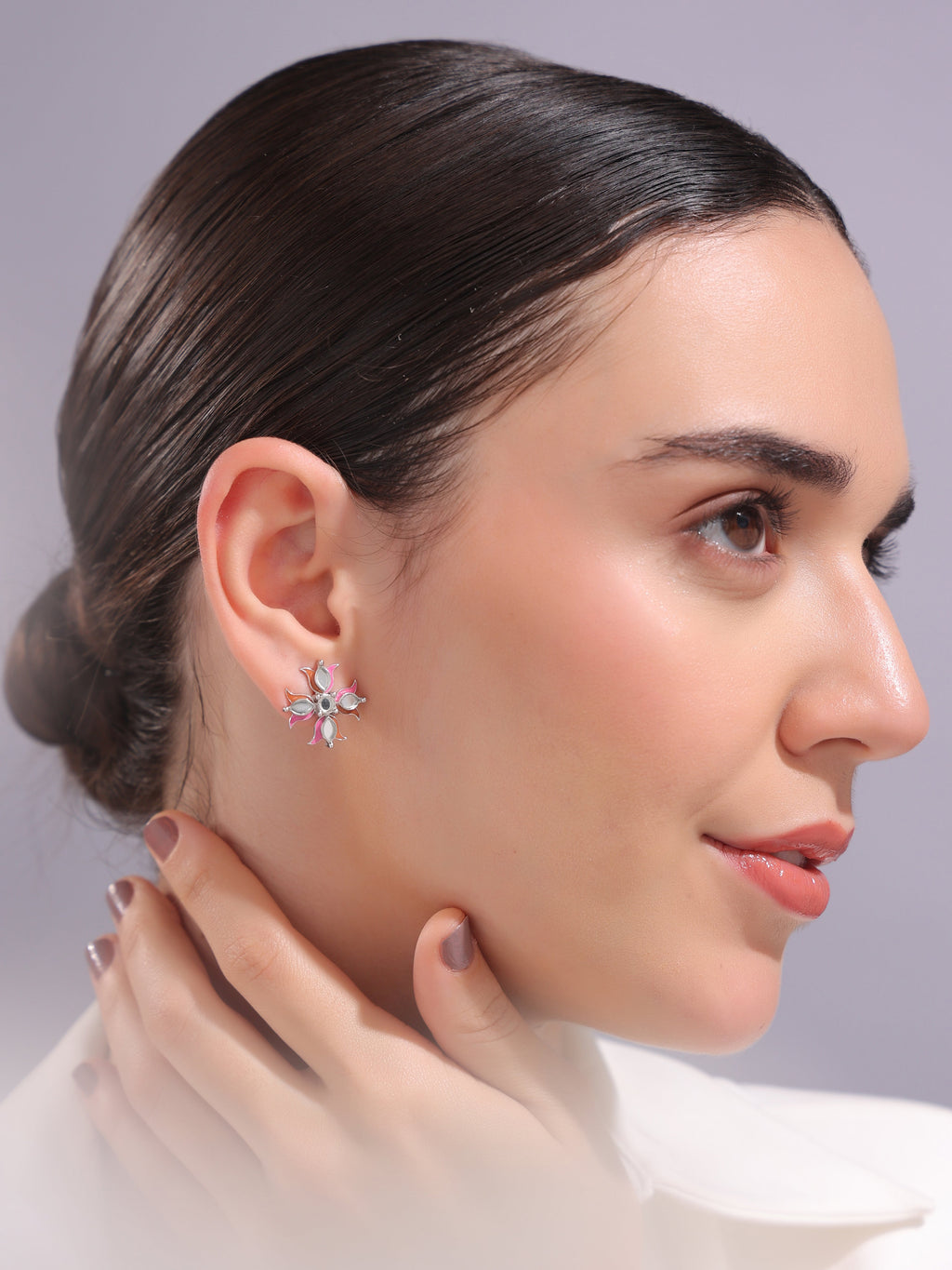 Lotus Reflection Stud Earrings