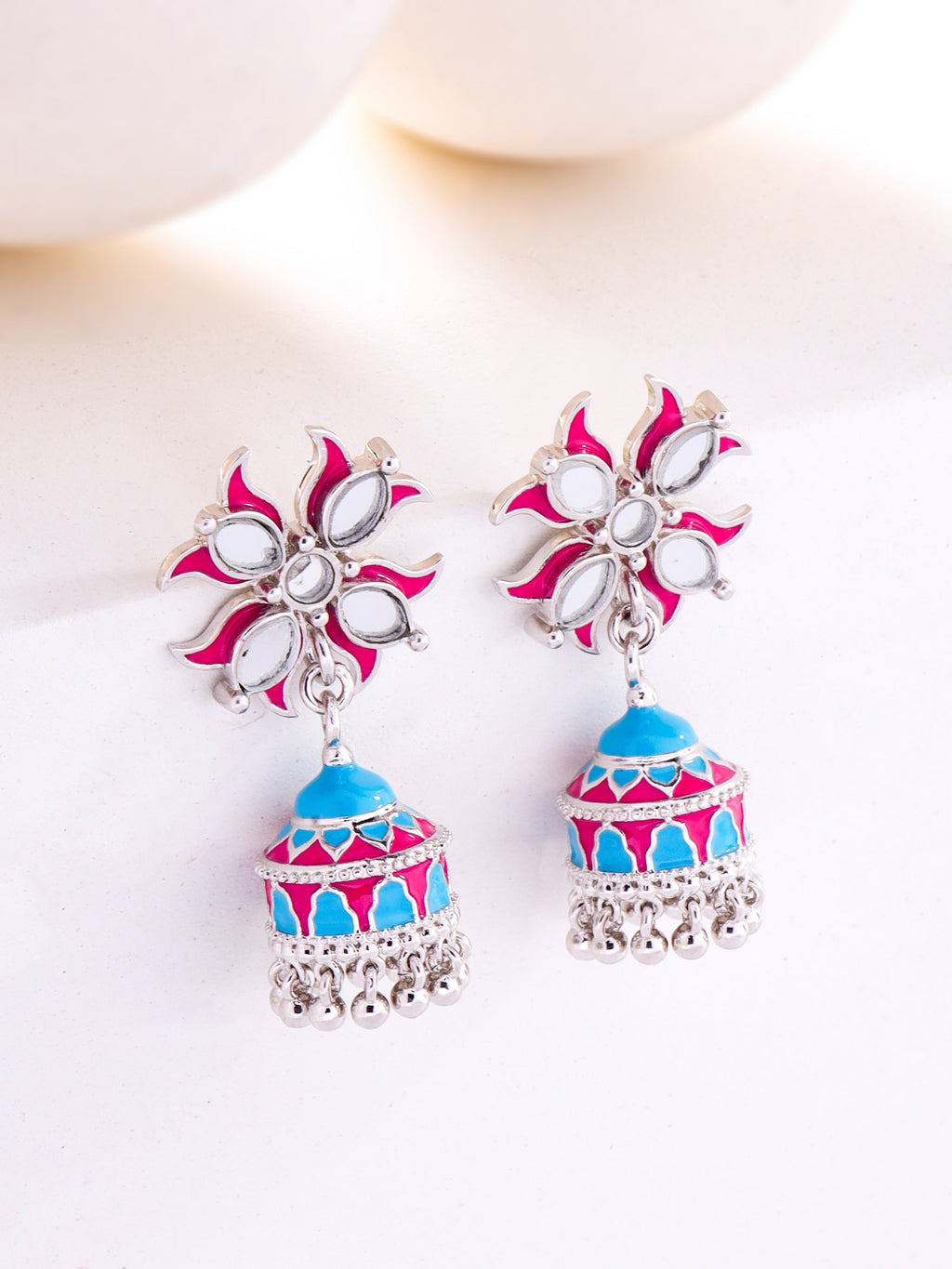 Lotus Reflection Stud Jhumka Earrings
