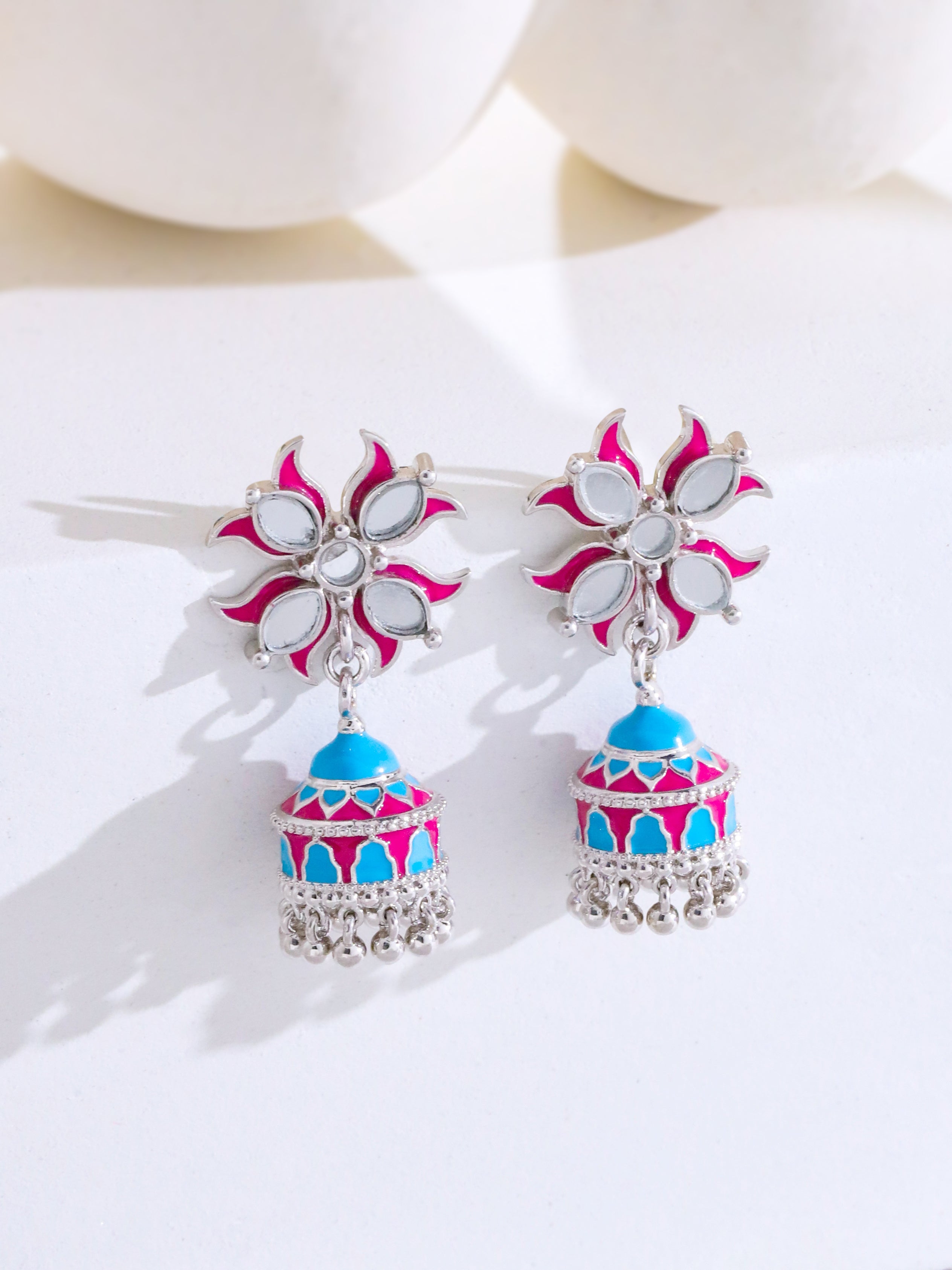 Lotus Reflection Stud Jhumka Earrings