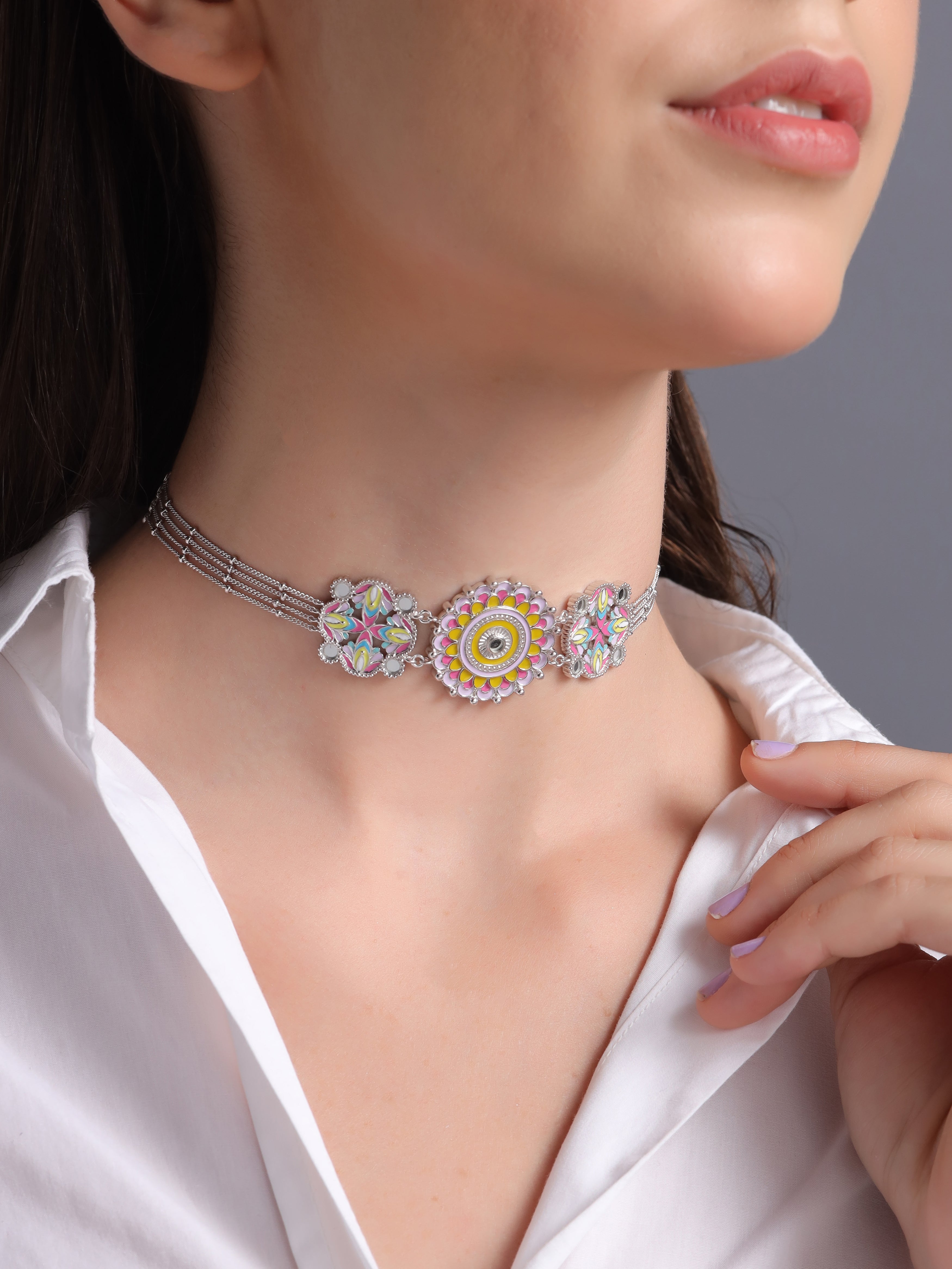 Colorful Cascade Multi-Strand Necklace