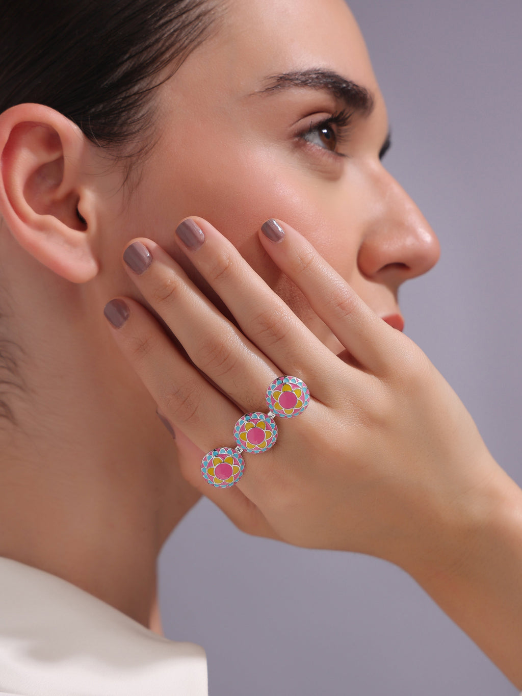 Sunburst Harmony Two-Finger Ring