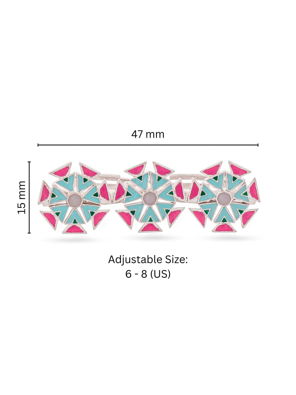 Geometric Lotus Two-Finger Ring