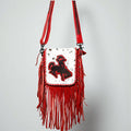 RED BUCKING FRINGE CROSSBODY BAG