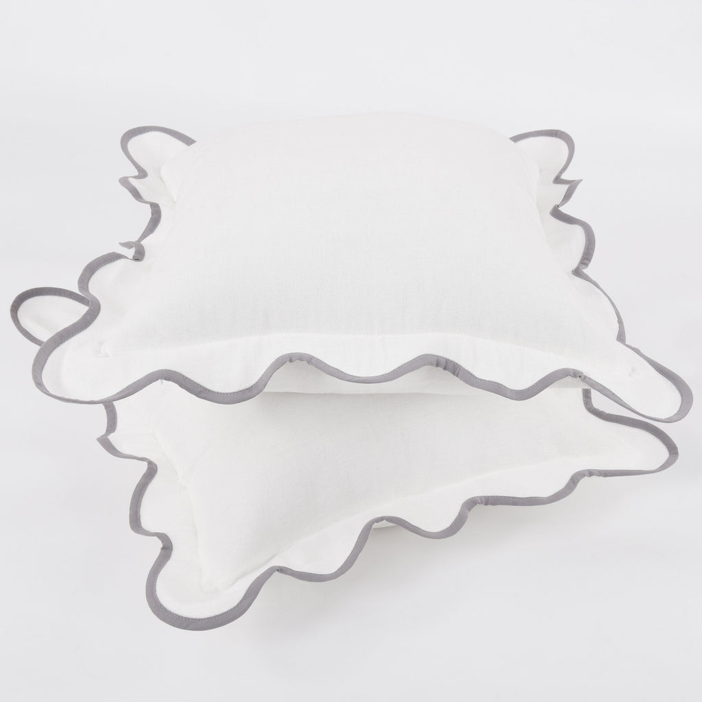 Closeout - Throw Pillow Covers with Scalloped Border, Set of 2, 18"x18", N60005