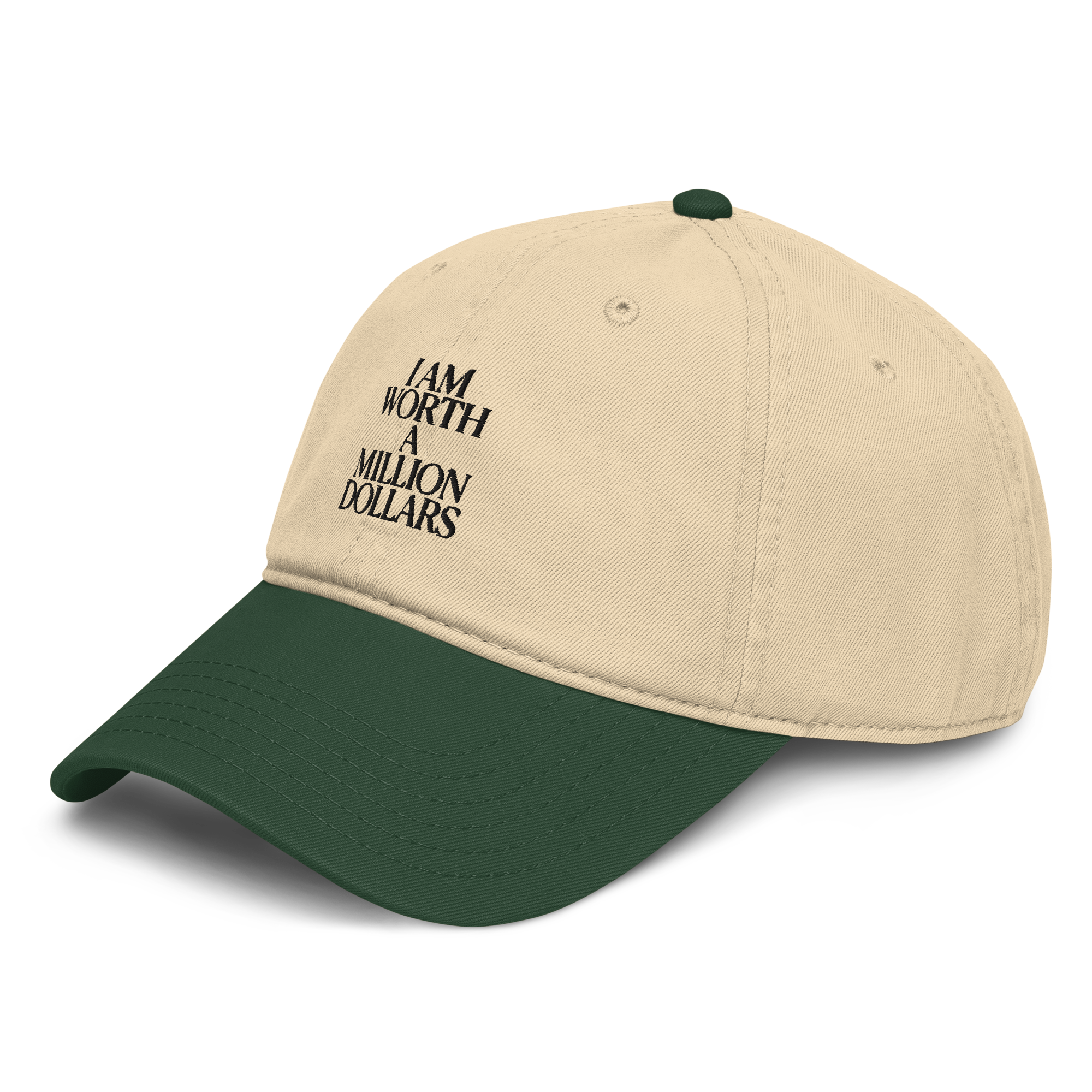 "I AM" WORTH Garment washed baseball cap