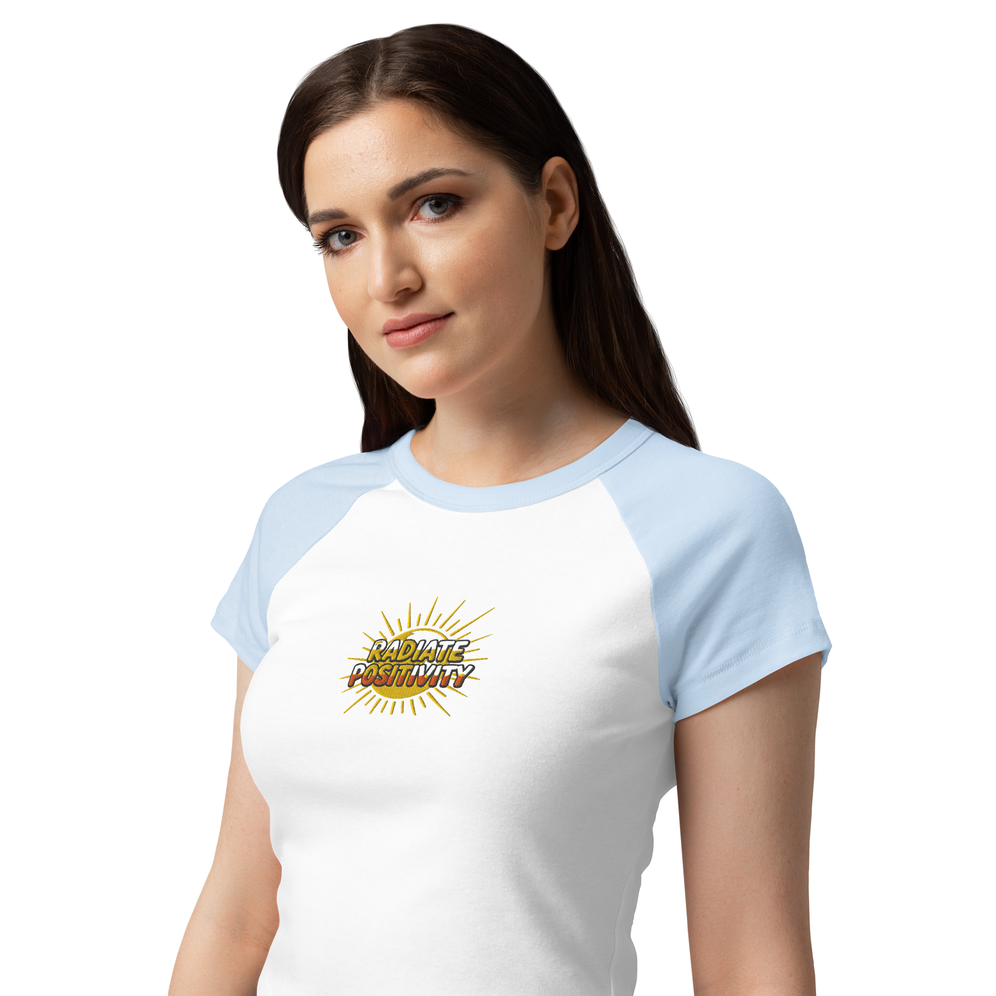 MDB Co Radiate Womens Micro Rib Raglan Baby Tee Cotton Blend