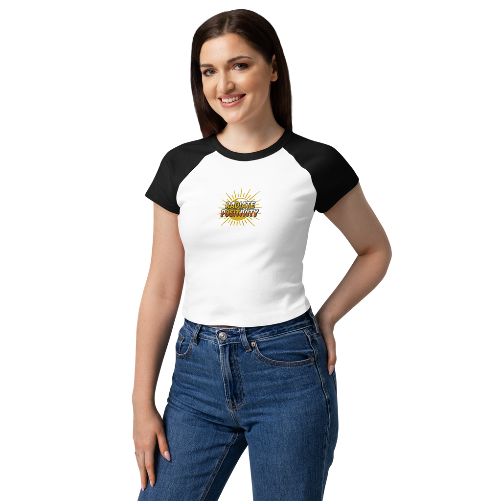 MDB Co Radiate Womens Micro Rib Raglan Baby Tee Cotton Blend