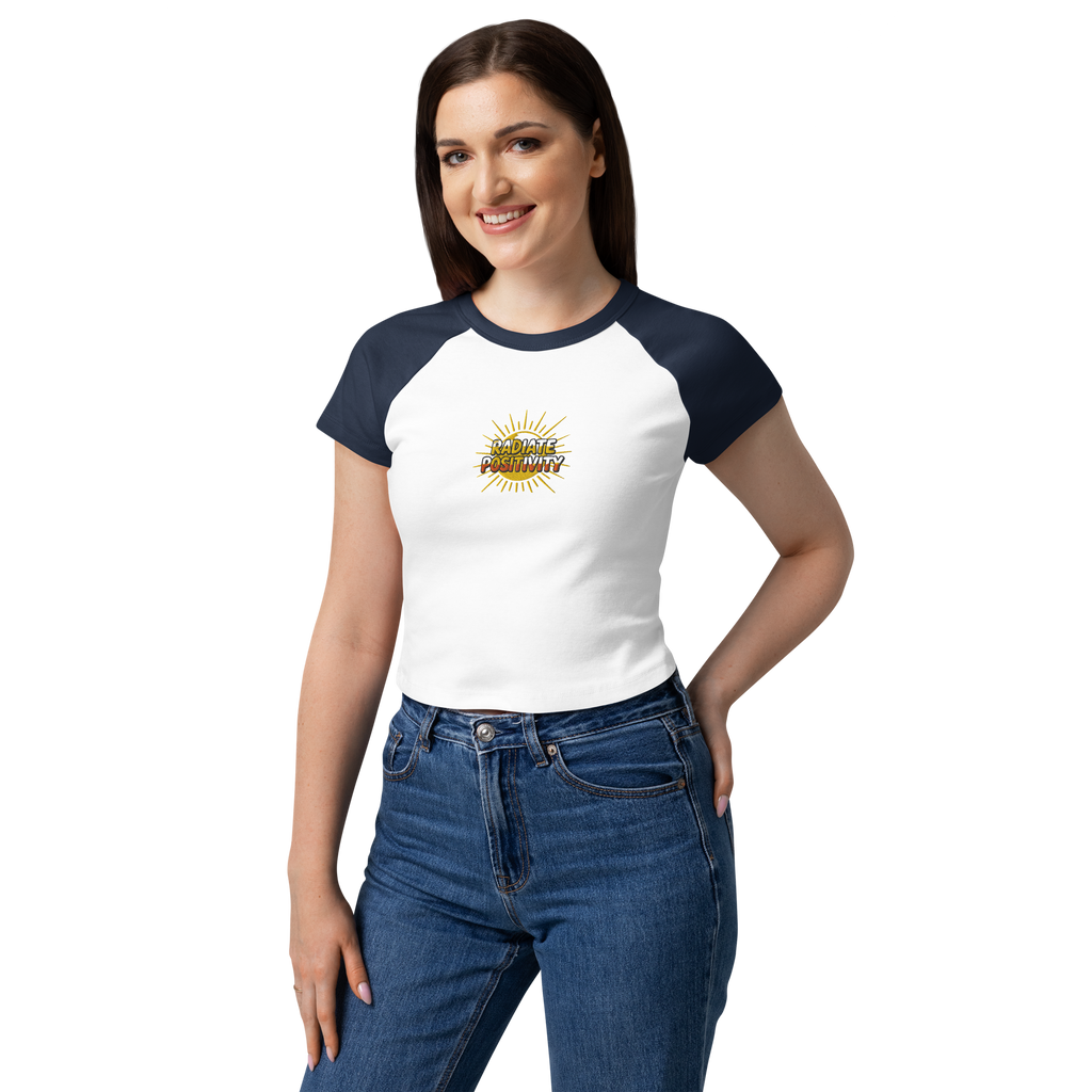 MDB Co Radiate Womens Micro Rib Raglan Baby Tee Cotton Blend