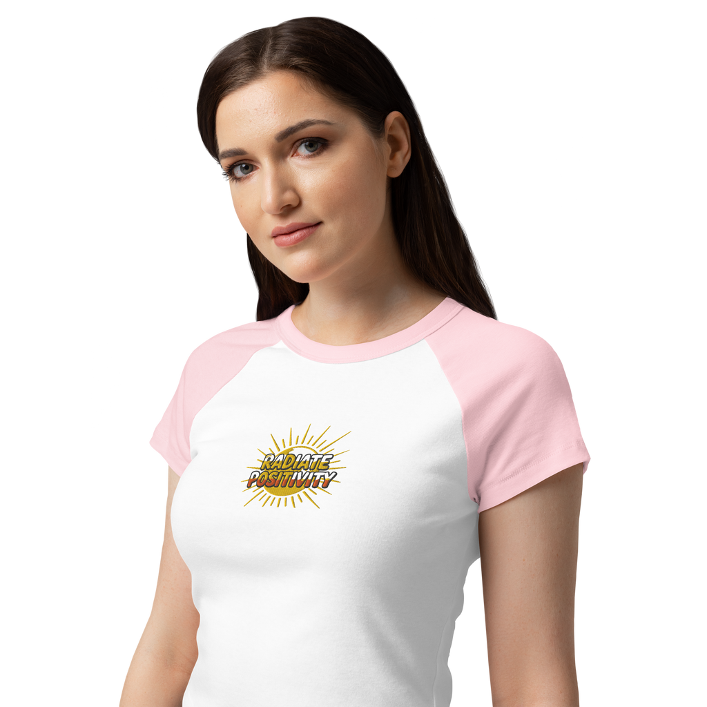 MDB Co Radiate Womens Micro Rib Raglan Baby Tee Cotton Blend