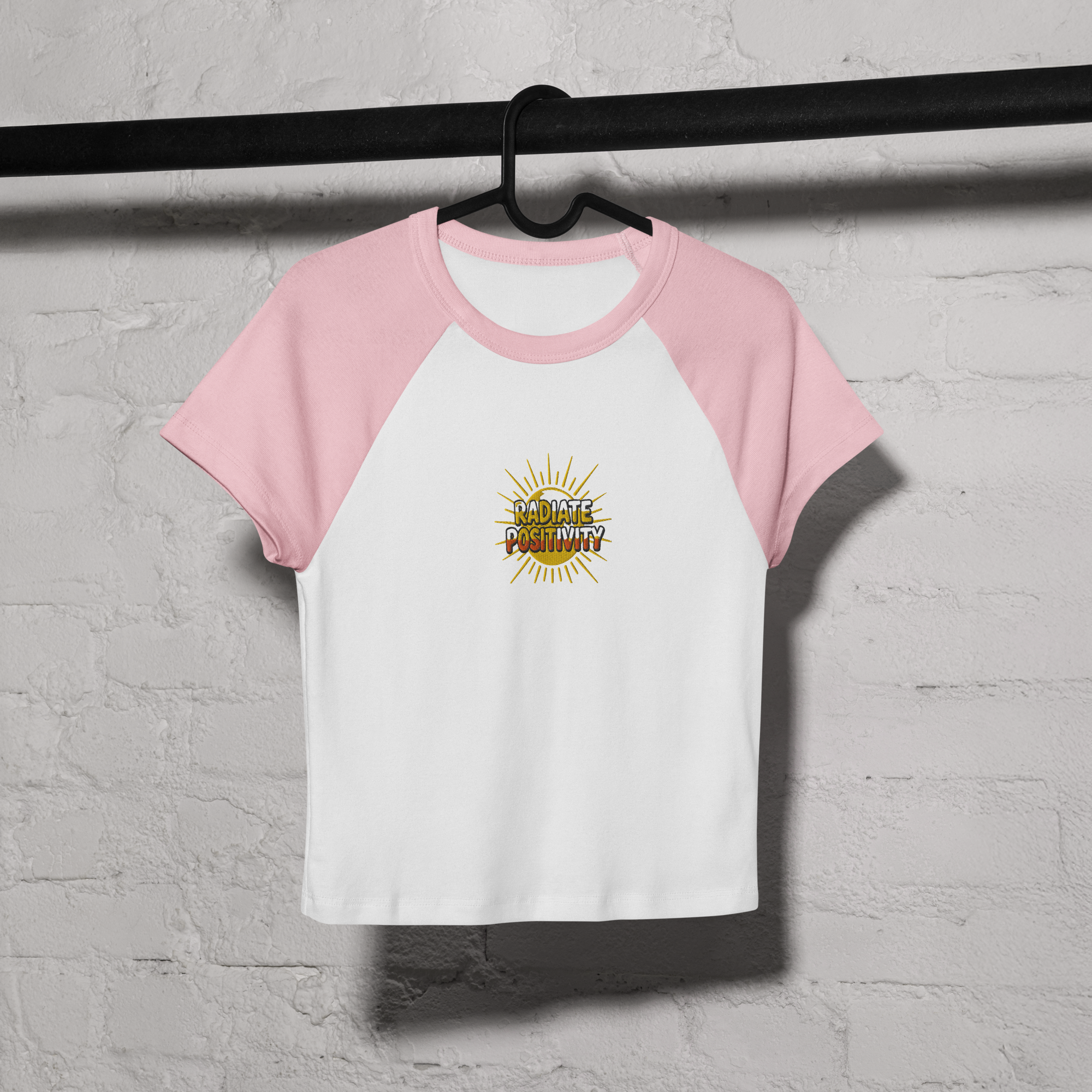 MDB Co Radiate Womens Micro Rib Raglan Baby Tee Cotton Blend