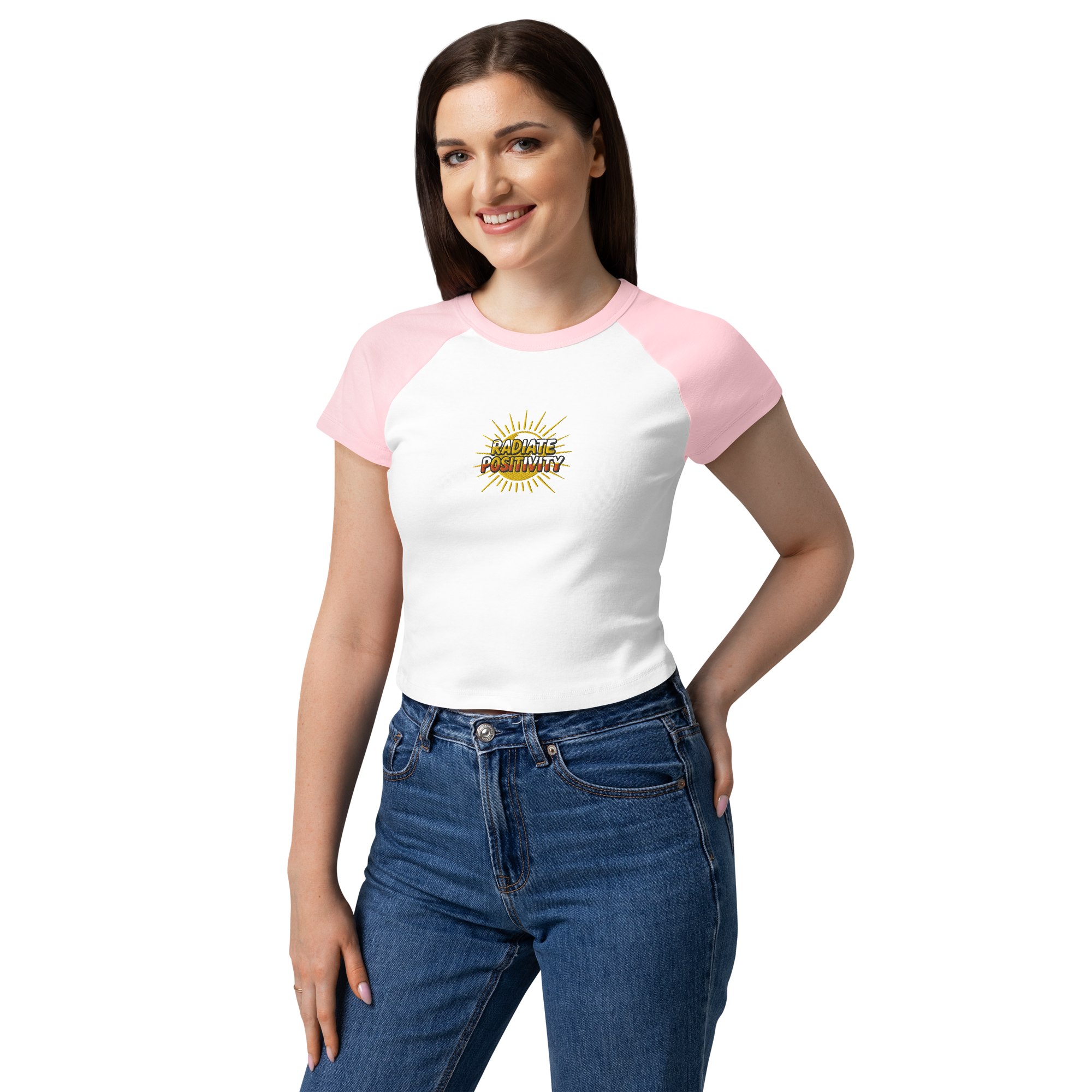 MDB Co Radiate Womens Micro Rib Raglan Baby Tee Cotton Blend