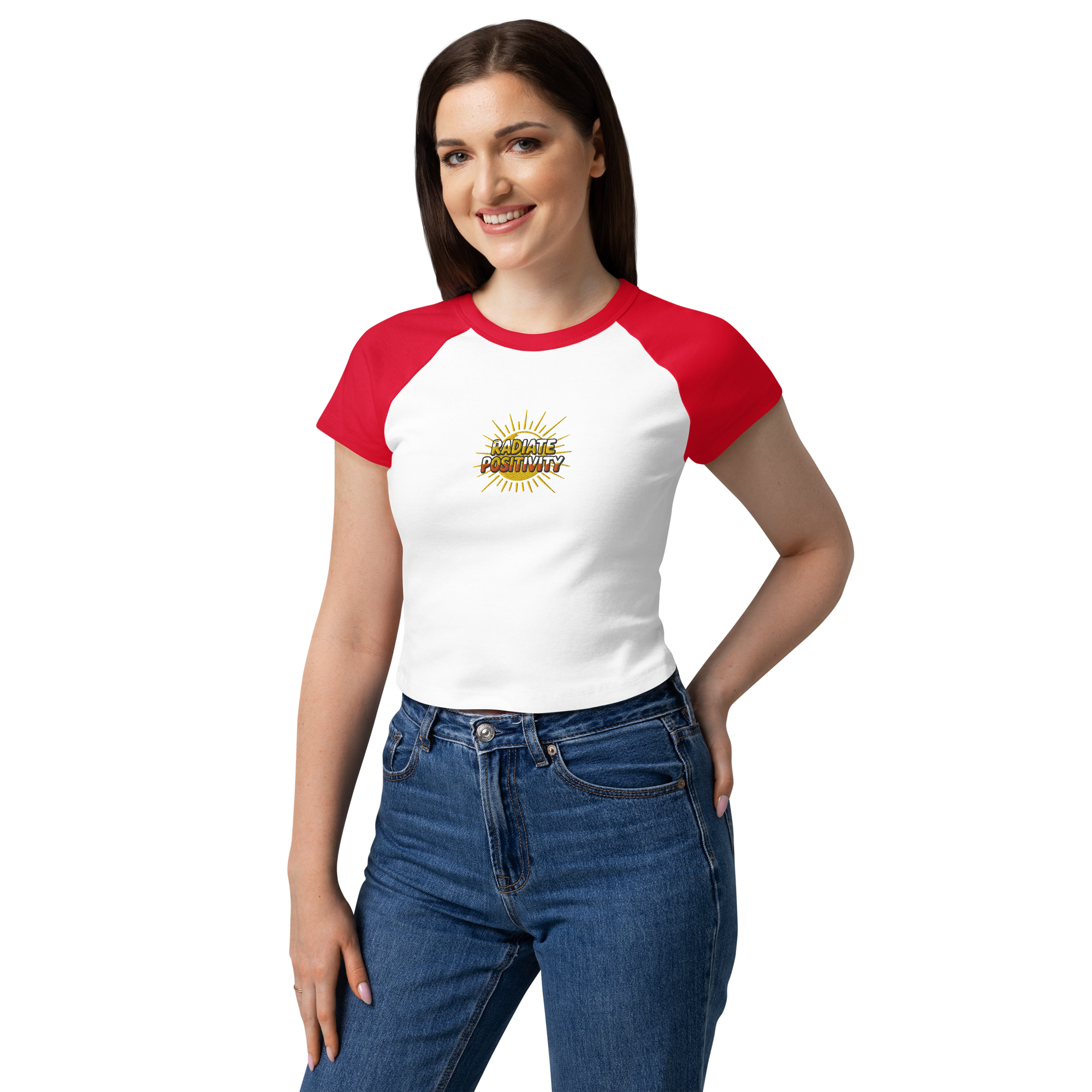 MDB Co Radiate Womens Micro Rib Raglan Baby Tee Cotton Blend