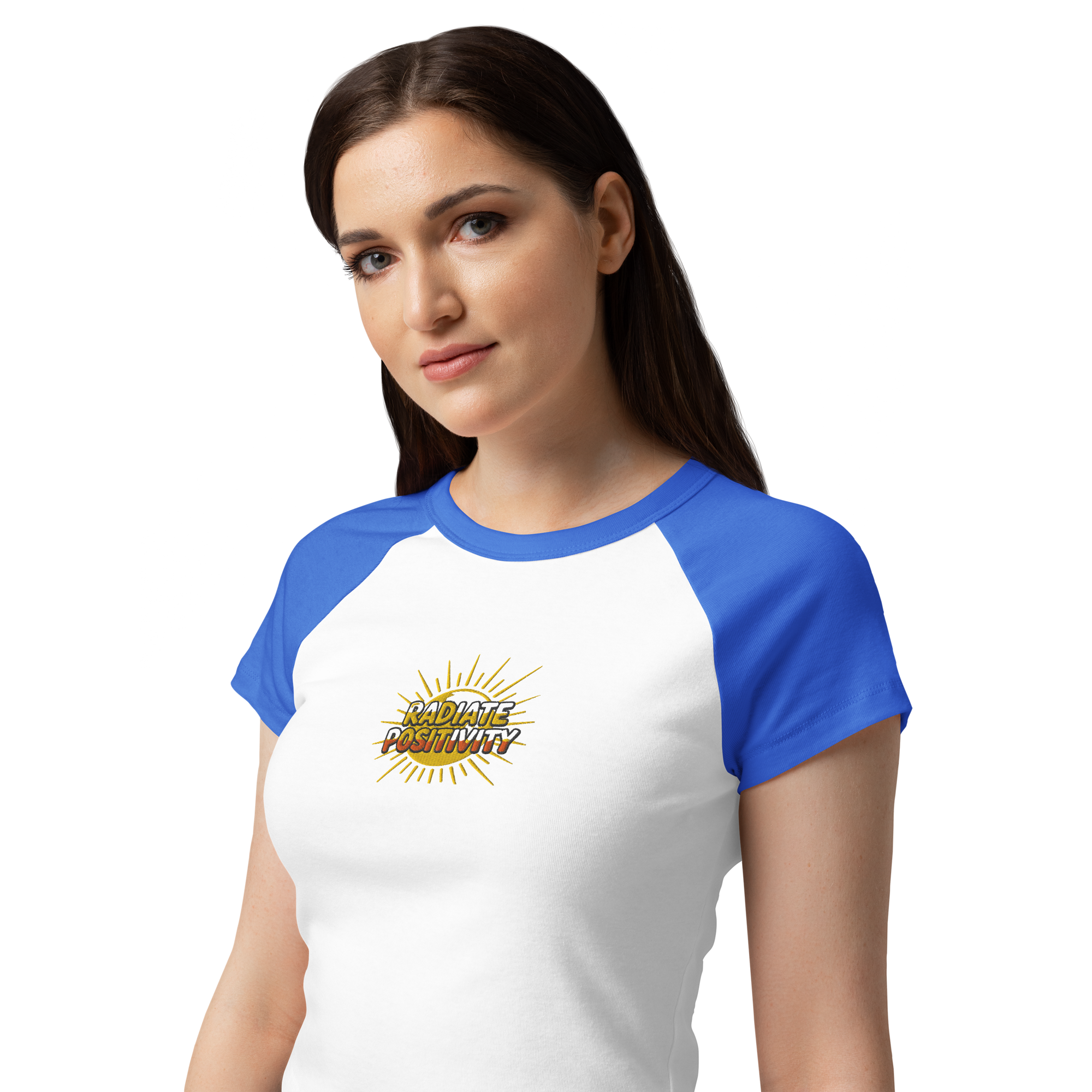 MDB Co Radiate Womens Micro Rib Raglan Baby Tee Cotton Blend