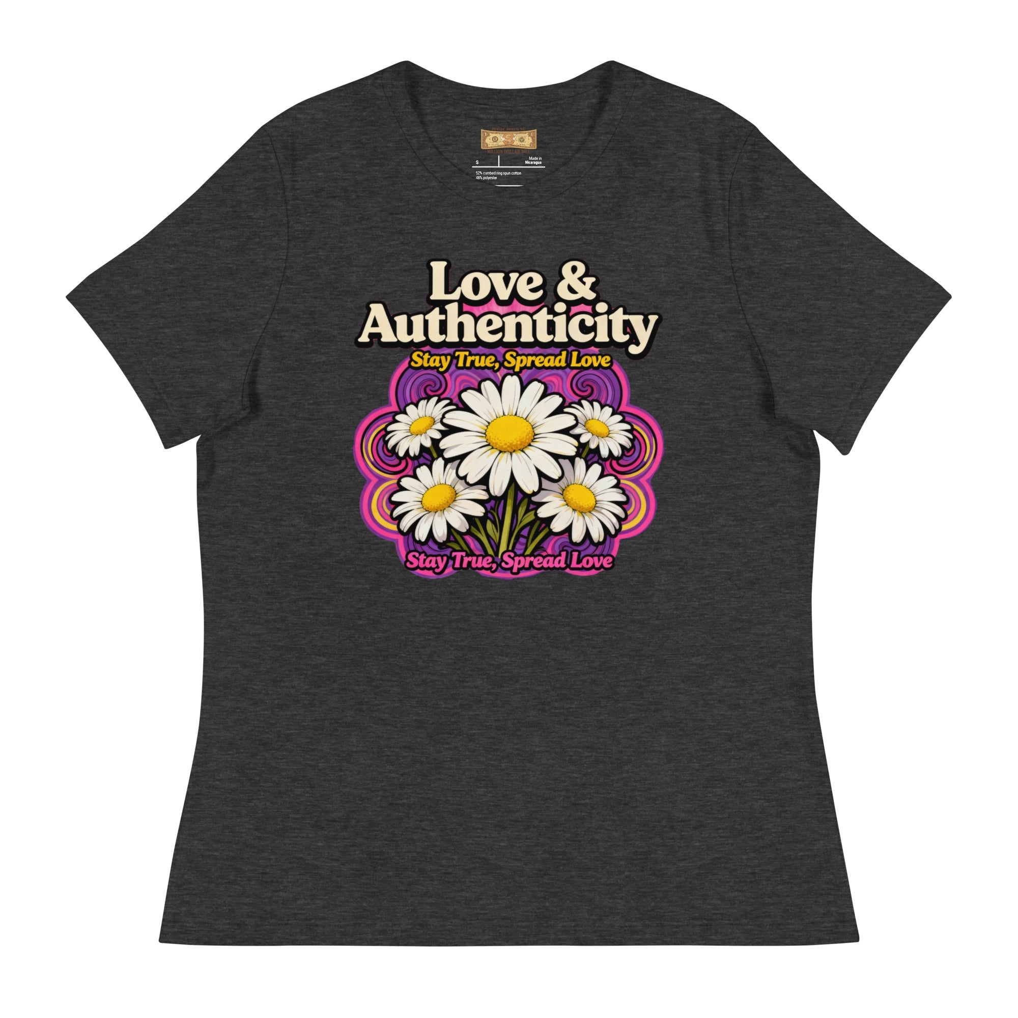 MDB Co.Love & Authenticity Womens Relaxed Fit Airlume Cotton T Shirt