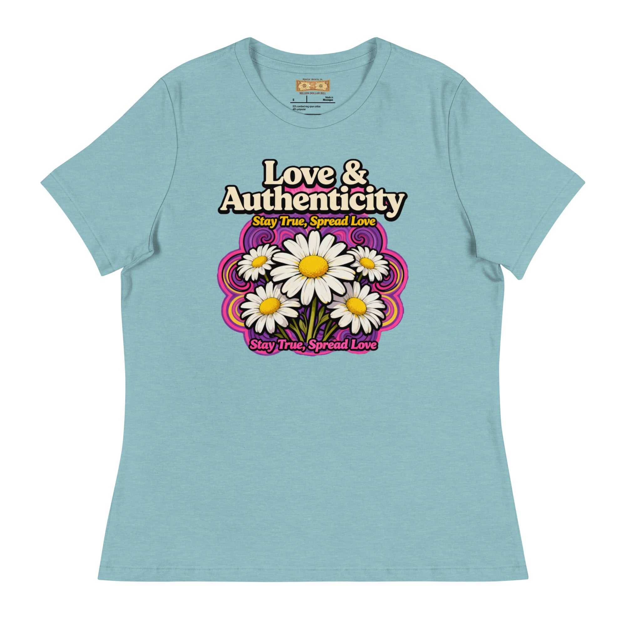 MDB Co.Love & Authenticity Womens Relaxed Fit Airlume Cotton T Shirt