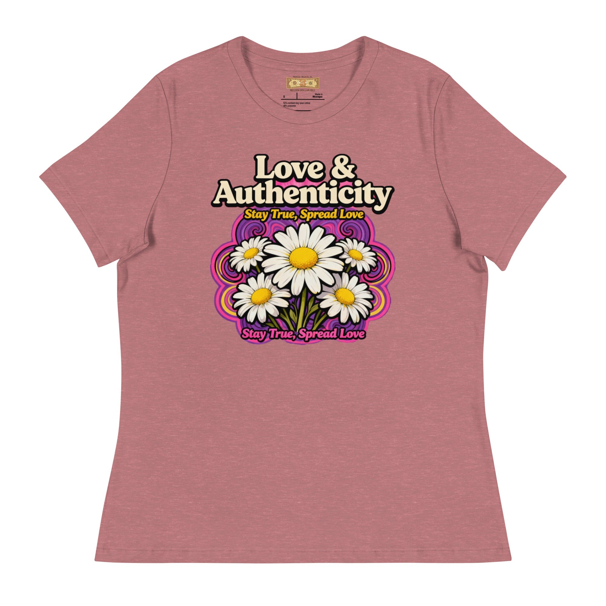MDB Co.Love & Authenticity Womens Relaxed Fit Airlume Cotton T Shirt