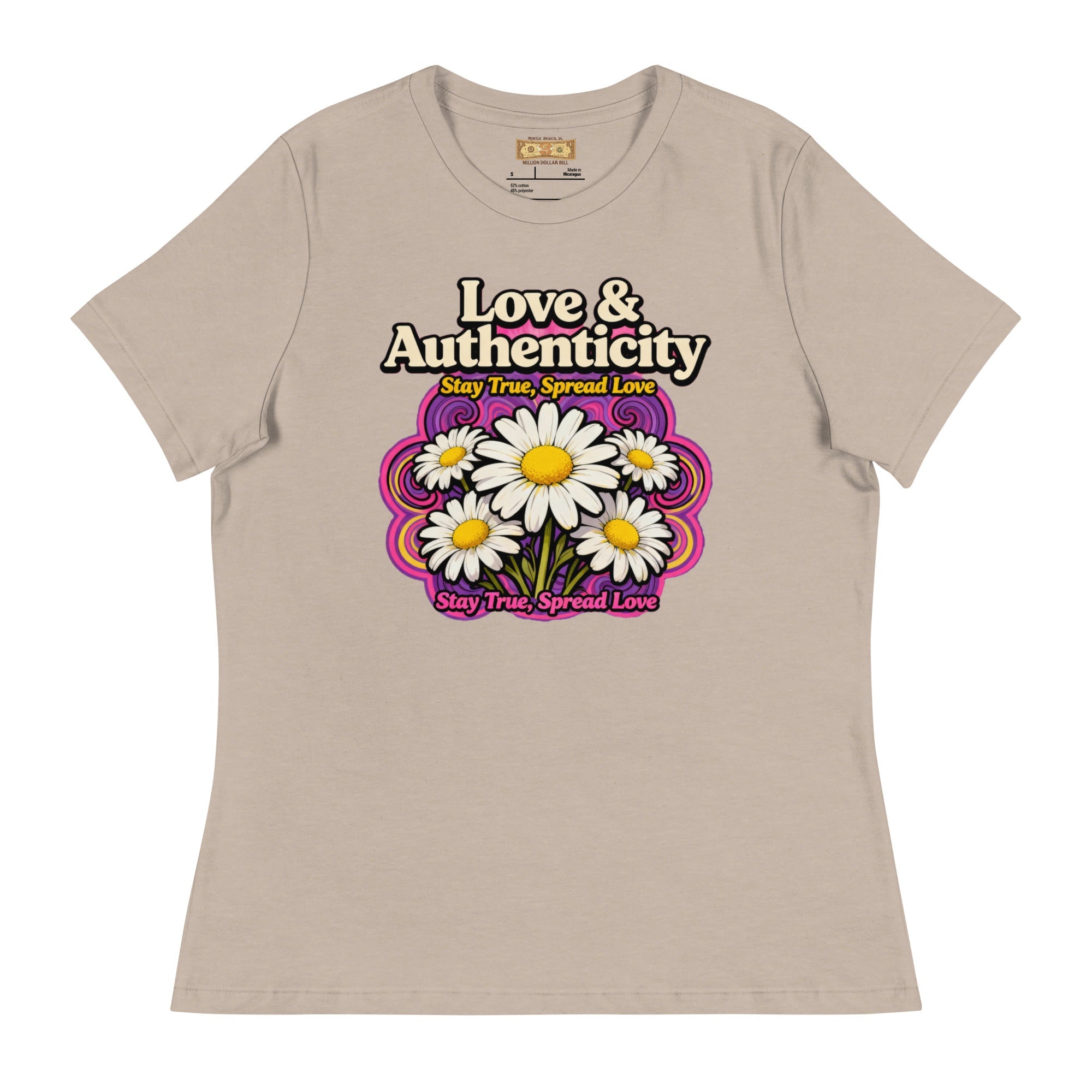 MDB Co.Love & Authenticity Womens Relaxed Fit Airlume Cotton T Shirt