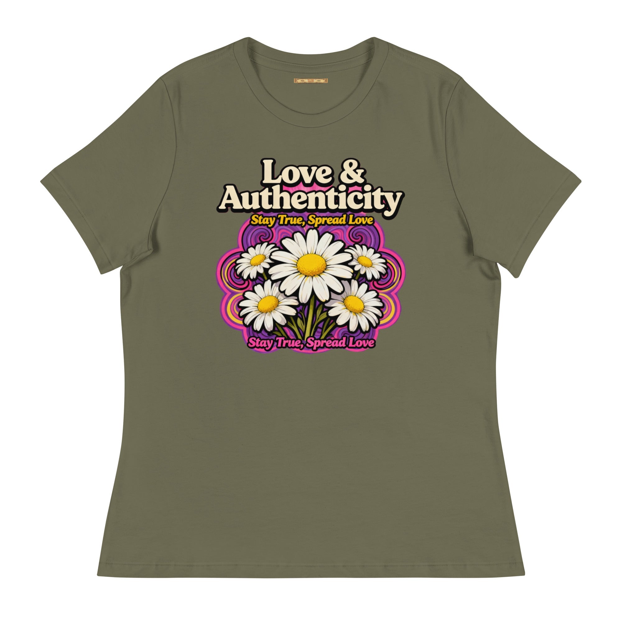 MDB Co.Love & Authenticity Womens Relaxed Fit Airlume Cotton T Shirt