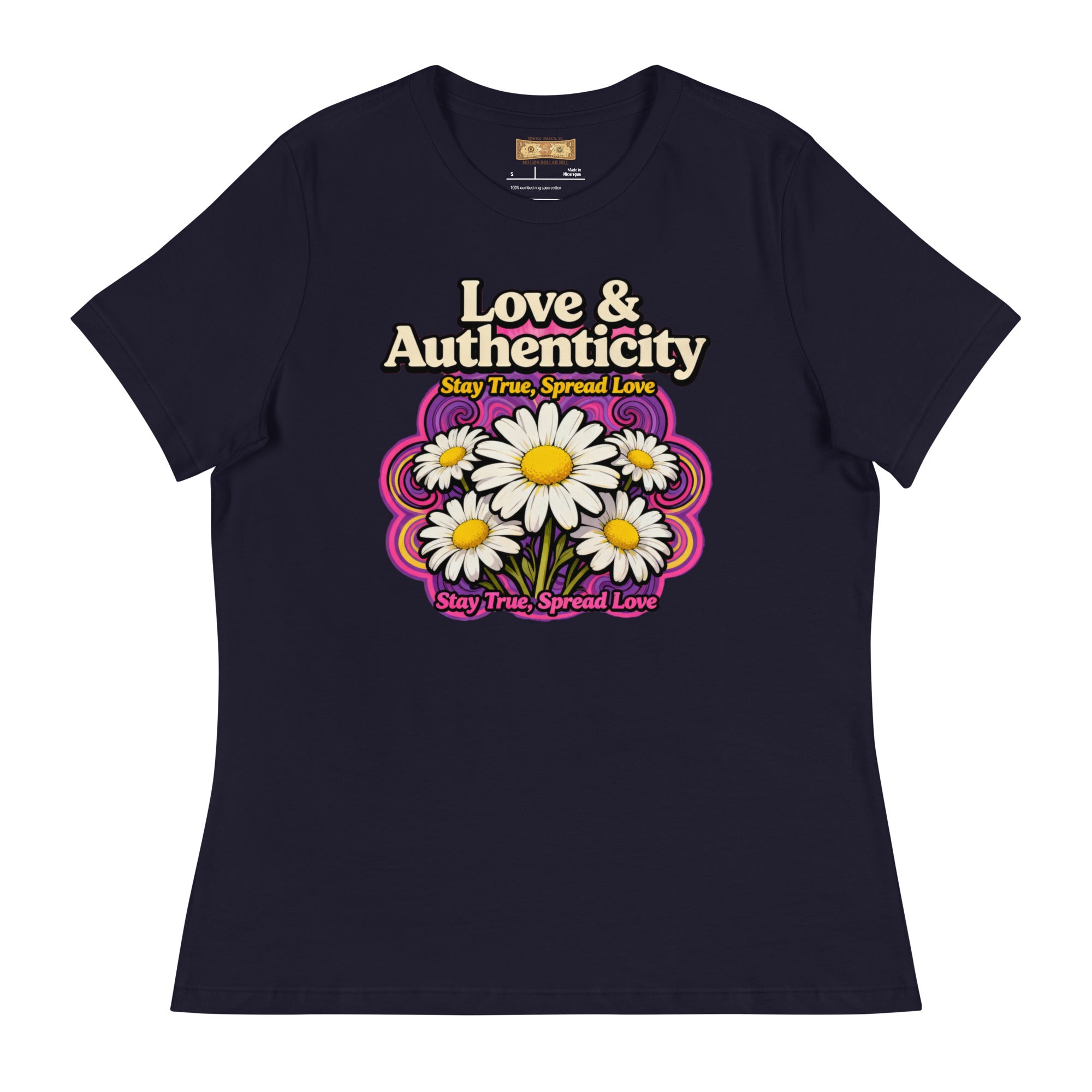 MDB Co.Love & Authenticity Womens Relaxed Fit Airlume Cotton T Shirt