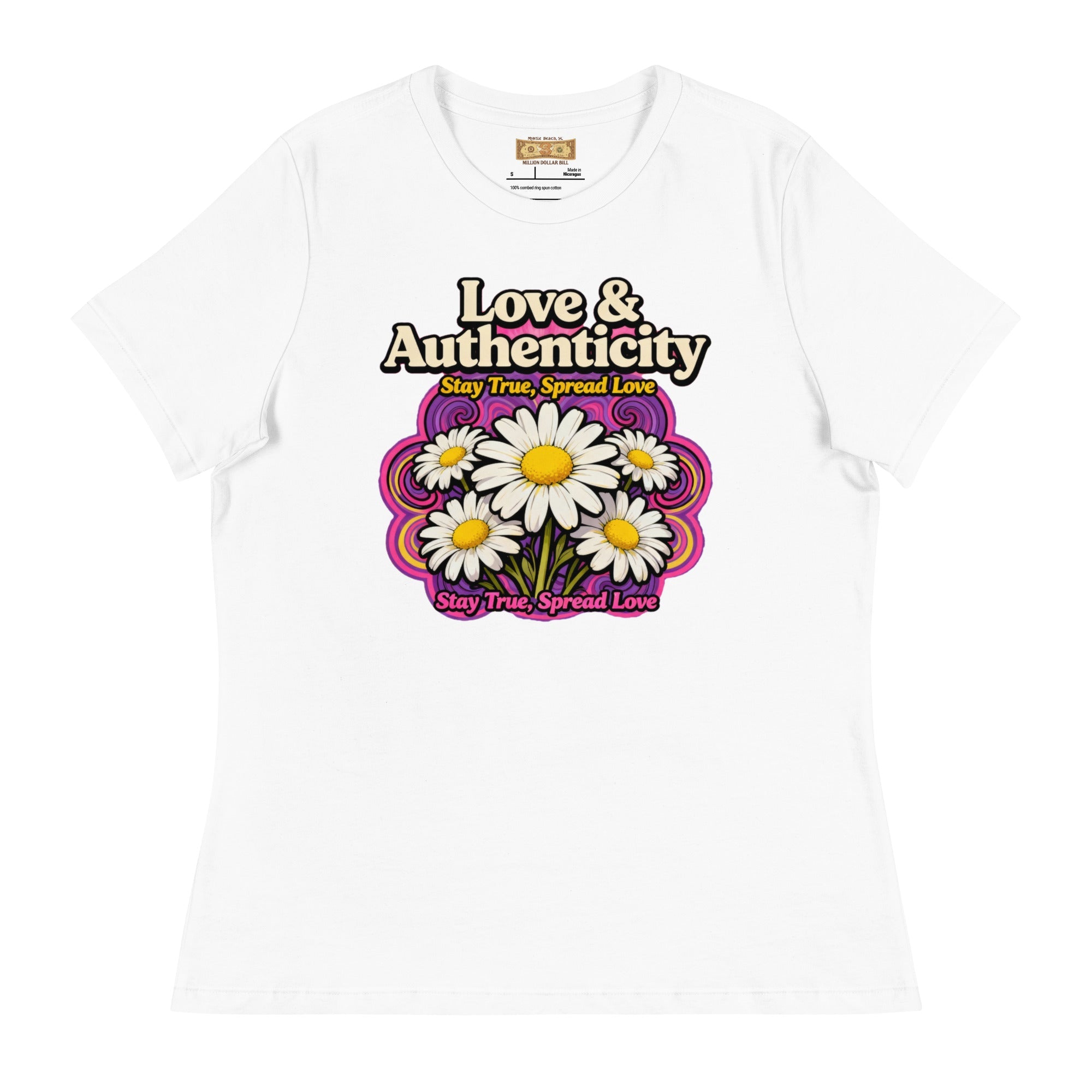 MDB Co.Love & Authenticity Womens Relaxed Fit Airlume Cotton T Shirt